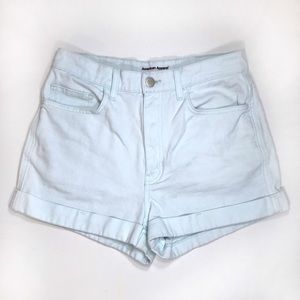 American Apparel pastel blue denim jean mom shorts